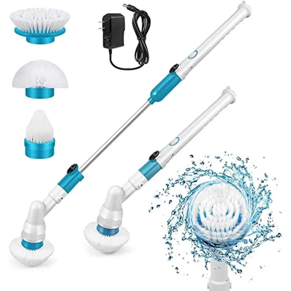 Spin Brush for Cleaning,300RPM Cordless Electric Spin Scrubber,Long Handle Powerful Cleaning Brush with 3 Replaceable Brush Heads for Bathroom Tub Kitchen Tlie