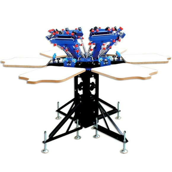 INTBUYING 6 Color 6 Station Screen Printing Machine Shirt Press Adjustable Screen Printer