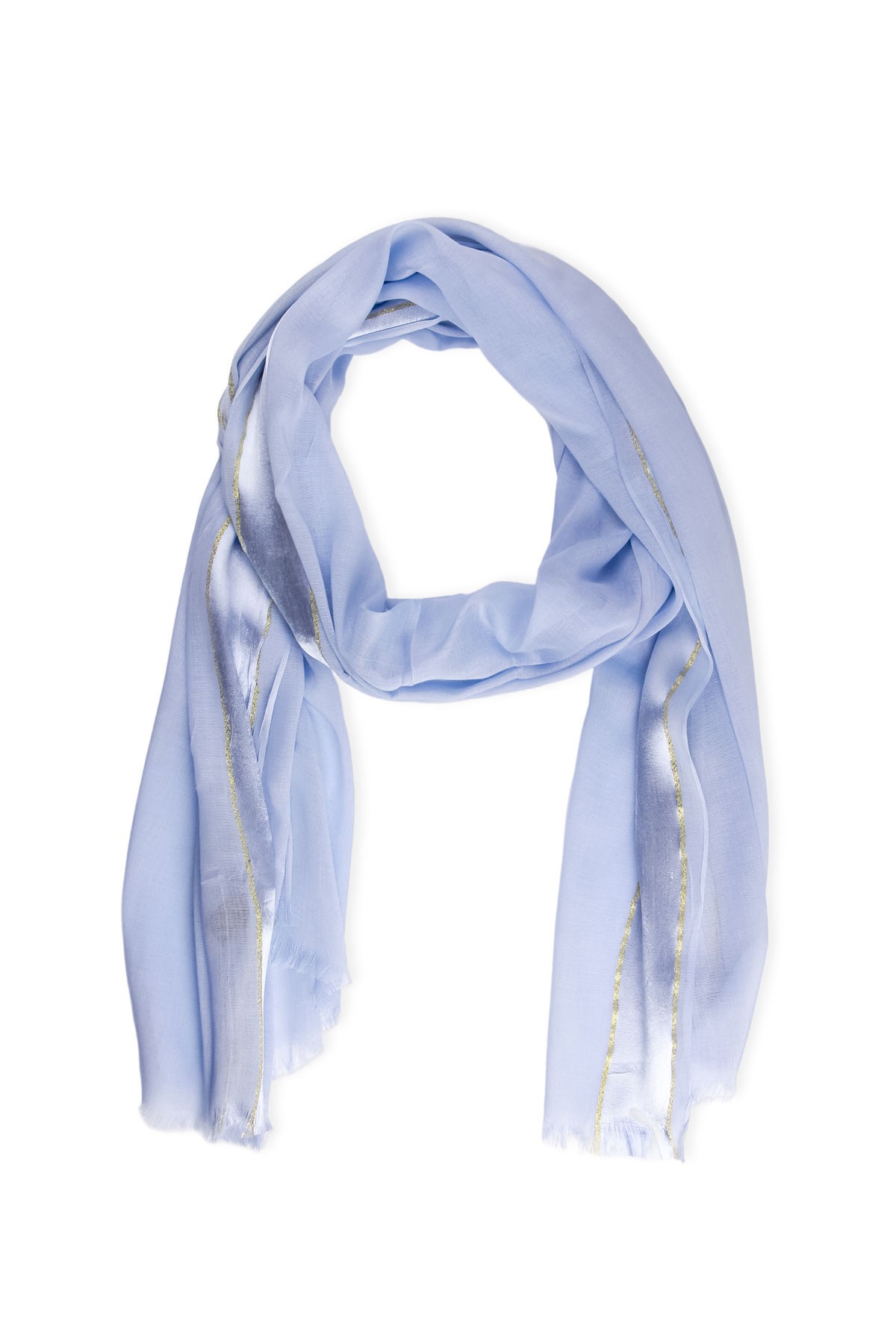 Veroma Semi Sheer Satin Scarf with Shiny Trim