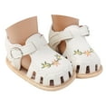 thumbnail image 2 of YMNXA Kids Toddler Girls Sandals Soft Sole Non Slip Closed Toe Floral Embroidery Fashion Comfortable Breathable Walking Shoes For Daily Wear,White,12-18 Months, 2 of 5
