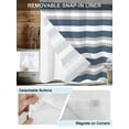 thumbnail image 3 of No Hook Cloth Fabric Shower Curtain with Snap in Liner, Haze Blue Stripe Waterproof Shower Curtains Set with See Through Top Window, Farmhouse Blue Gray Striped Bath Curtains Shower 54"x78", 3 of 6
