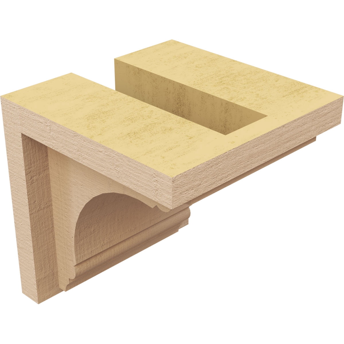 4"W x 4"D x 4"H Wide Warren Rough Cedar Woodgrain TimberThane Corbel, Primed Tan