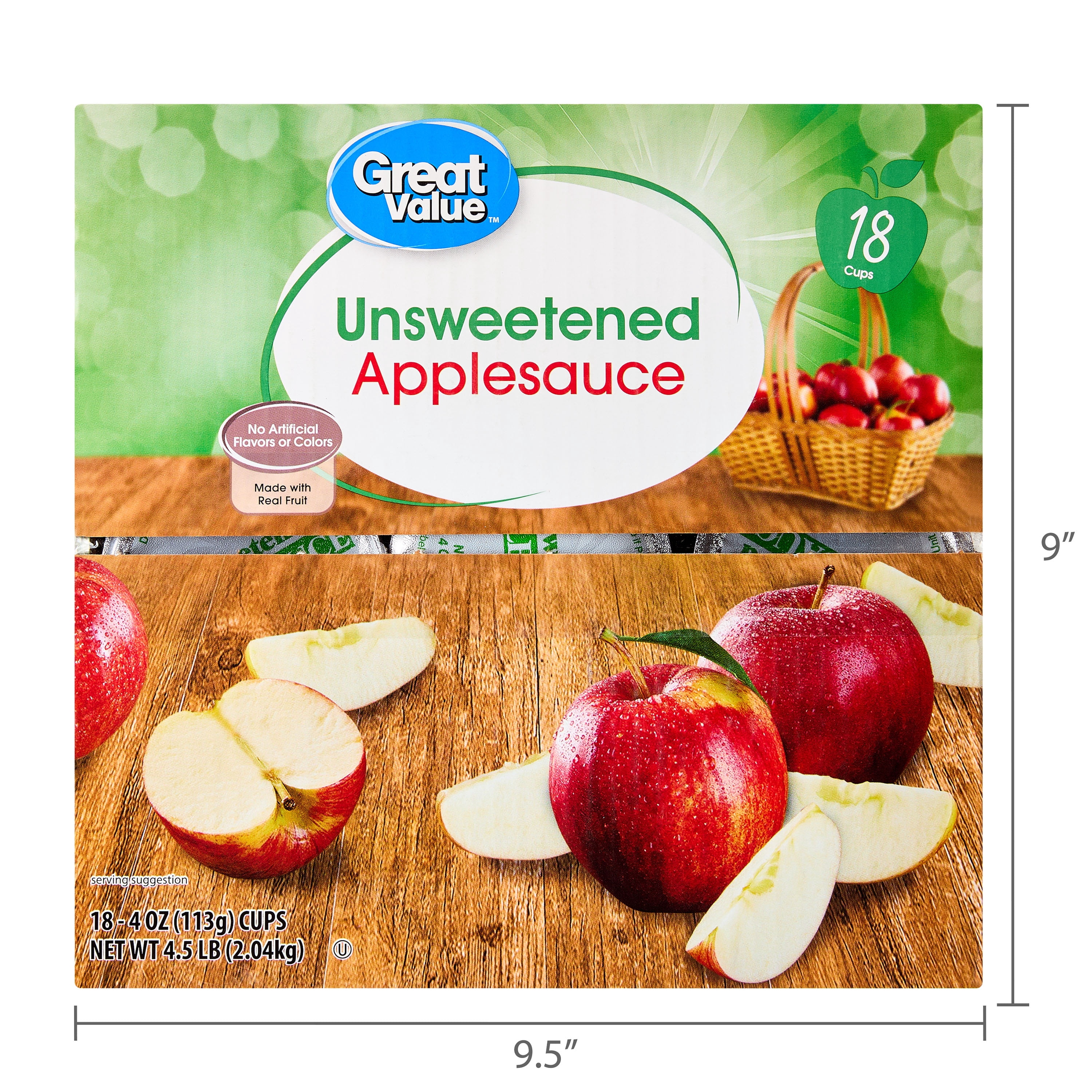 Great Value Unsweetened Applesauce, 18 Cups