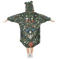 thumbnail image 2 of FORMRS Wearable Blanket Hoodie with Sleeves for Kids Cozy Flannel Sweatshirt, Green Flowers Pattern, 2 of 7