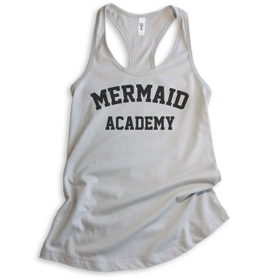 Mermaid Academy Tank Top, Ladies Racerback Tank Top, Summer Tank, Mermaid Tank, Ocean Tank, Swimming Tank, Silver Gray, Small