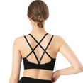 thumbnail image 3 of Sports Bras for Women Criss-Cross Back Lace Trim Bralette Wirefree Padded Yoga Bra Active Workout Bra Athetic Crop Tank Tops, 3 of 6