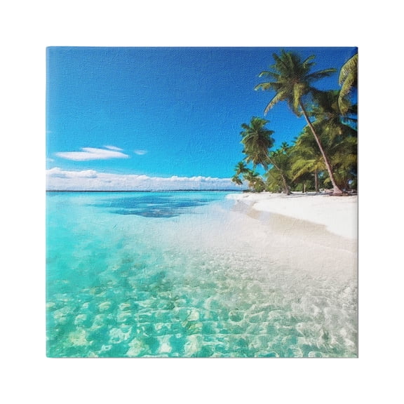 Stupell Industries Tropical Beach View Landscape Photography Gallery Wrapped Canvas Art Print Wall Art, 17 x 17