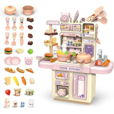 Play Kitchen Toys, Kids Kitchen Playset with Real Steam Sounds Lights, Kitchen Set Toy for Toddlers 1-3, Play Kitchen Accessories for Girls Boys Ages 2 3 4 5 6 Years