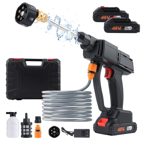 990 PSI Cordless Pressure Washer  ,Portable Handheld Power Washer ,  6-in-1 Swivel Nozzle, 16.4FT Hose,for Car Yard Fence Wall Cleaning and Garden Irrigation ,Black