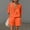 Orange plus size 2 piece shorts set a1, variant on Cagogo Women Plus Size V Neck 2 Piece Shorts Set Casual Solid Boho Beach Outfits Loose Short Sleeve Crew Neck Tops Comfy Pants Matching Lounge Sets Tracksuits Loungewear Travel Airport Clothes,