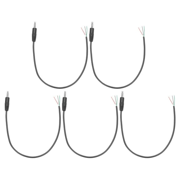 5pcs 3.5mm Male Jack to Bare Wire Open End Replacement TRS 4 Pole Cable for Earphone Headphone 0.30m
