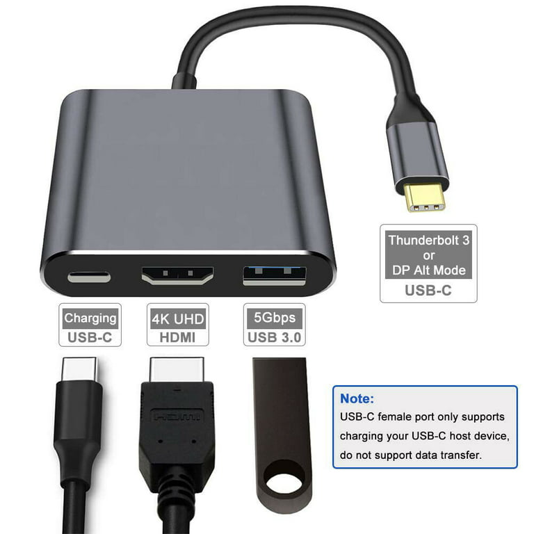 Type-C Adapter 3 in 1 (HDMI 4k +Usb 3.0+Type-c) - Vente de