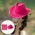 thumbnail image 6 of Yunhgft Big Brim Cowboy Hat Headscarf Dress Up Photo Props Headwear Cowgirl Hats for Men Dark Pink, 6 of 9