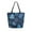 Blue Leaves and Snowflakes, variant on Open Top Canvas Tote Bag with Zipper Reusable Shopping Bag 13.5x15" Roomy Carryall Silver Metal Flower Pattern