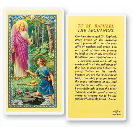 

Saint Raphael Laminated Catholic Prayer Holy Card with Prayer on Back Pack of 25