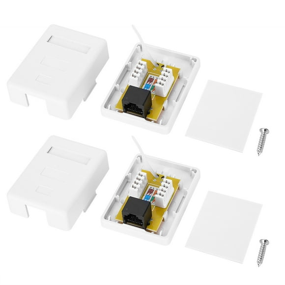 RJ45-8P8C RJ45 Junction Box, 2pcs Networks Box, Networks Wiring For  Engineering Integrated Wiring Electronic Equipment Work Area Communication Socket