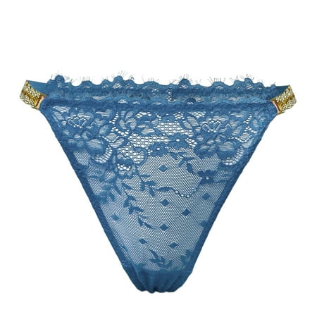 

BSDHBS Women s Panties Ice Silk Seamless Panties Lace Underwear Underwear Thong forWomen Blue Size M