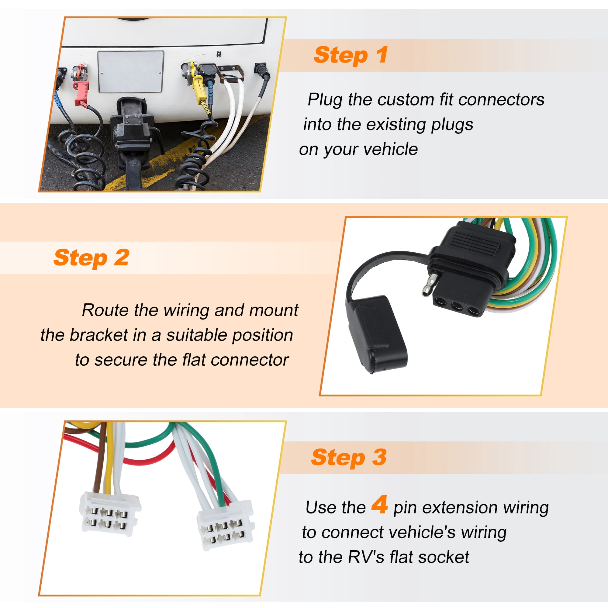 Unique Bargains 4-Way Flat Trailer Wiring Harness for TOYOTA Prius 2004-2015
