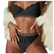 GUZYING Christmas Lingerie Women Sexy Lingerie Set Women Sexy Lace Lingerie Set Strappy Bra and Panty Set Two Piece Crotchless Lingerie Women's Exotic Lingerie Sets Tummy Control Shapewear Black,M