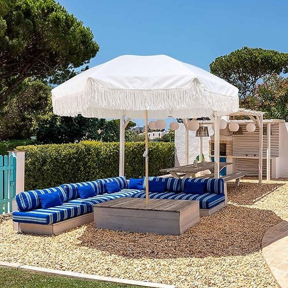 7.05' Hexagon Market Patio Umbrellas, UV Resistant