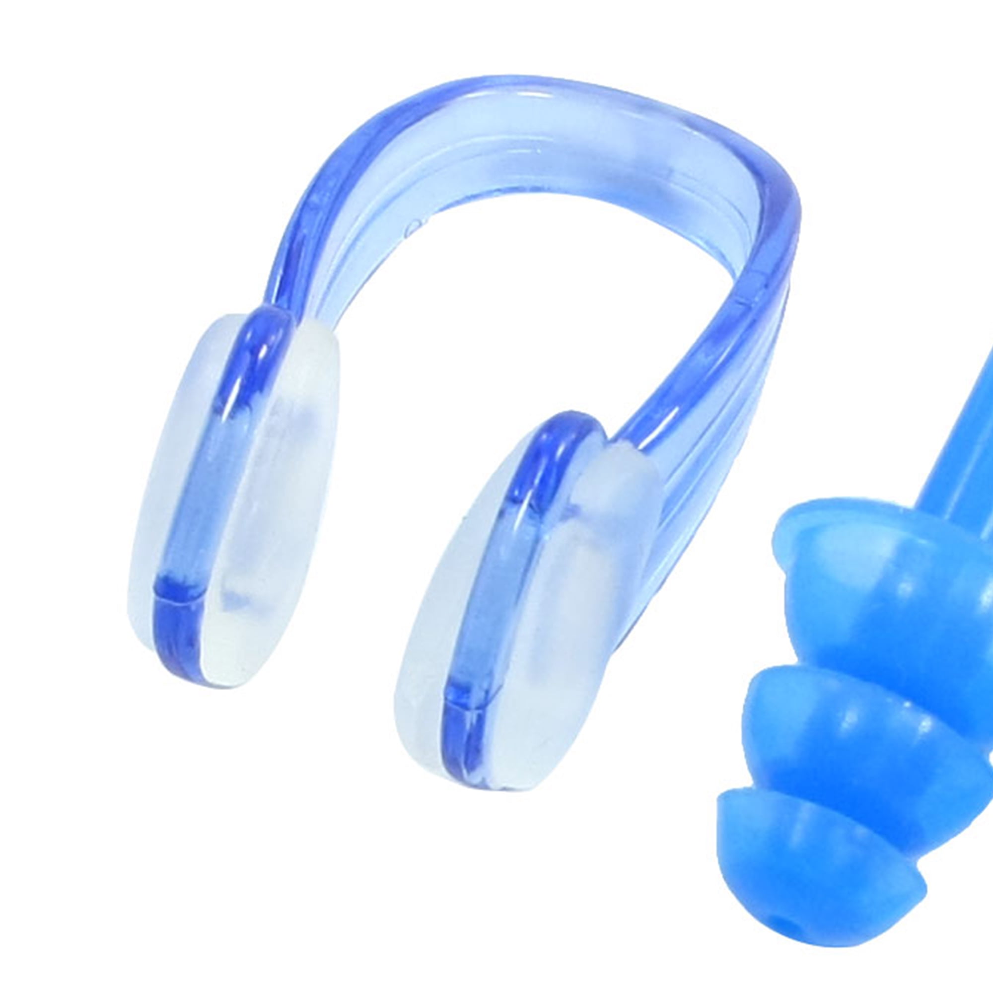 Unique Bargains Blue Swimming Earplugs Nose Clip Clear Plastic Box