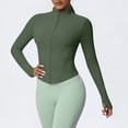 thumbnail image 6 of PInxai Womens Workout Coats Full Zipper Long Sleeve Slim Gym Yoga Coats Quickly Dry Cropped Athletic Jackets,Army Green,L, 6 of 6