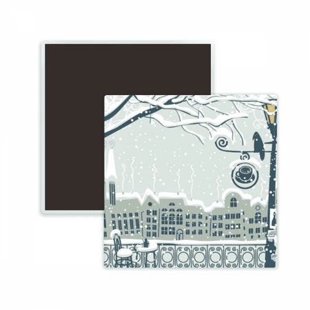 

Snow Tree Bird City Streetlight Square Ceracs Fridge Magnet Keepsake Memento