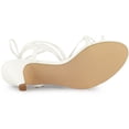 thumbnail image 3 of BLISSFUL STEP Women's Heels Strappy Lace Up Open Toe Kitten Heel Sandals White 7.5, 3 of 7