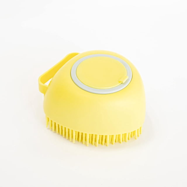 Cepillo de Baño Generic Amarillo de Silicona Suave con Dispensador de Champú para Mascotas de Pelo C