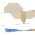 thumbnail image 3 of Unique Bargains 1 Pcs Portable Double-Sided Long Handle Round Xuan Paper Folding Fan Xuan Paper Bamboo Beige [Double-Sided Long Handle Round Begonia], 3 of 5