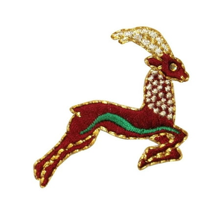 - ID 0740 Gazelle Jumping Patch Reindeer Deer Craft Embroidered Iron On Applique