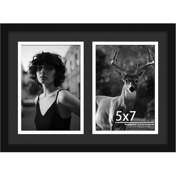 8.5x12 Collage Frame For 2 5x7 Photos Black Mat