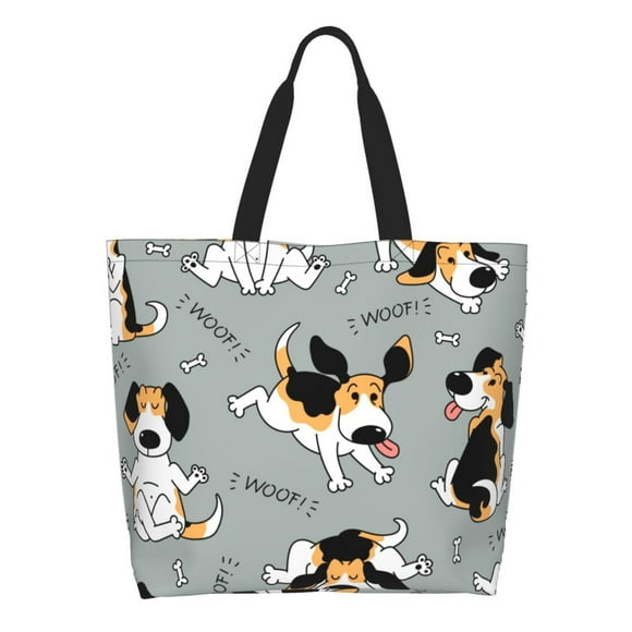 Balery Funny Beagle Active Dog Bolsa Tote Estilo Estético con Cremalleras, Bolsa de Hombro, Bolsa de Compras Grande y Plegable