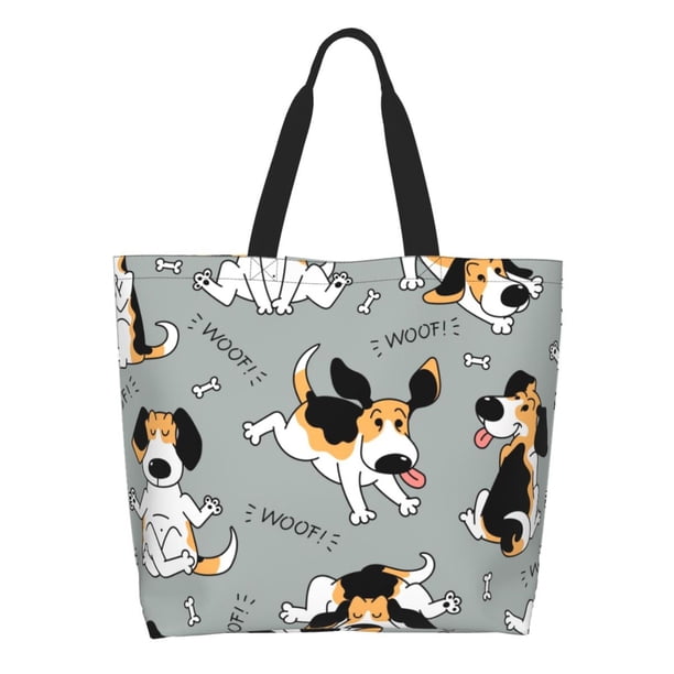 Easygdp Funny Beagle Active Dog Bolsas Tote para Mujer, Bolsos de Hombro para Viaje, Bolsos de Mano de Gran Capacidad para Compras y Trabajo
