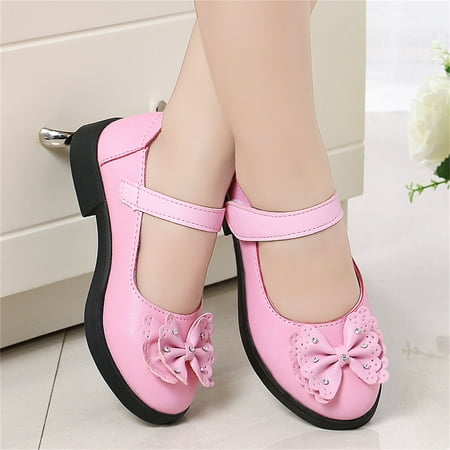 

NIUREDLTD Toddler Kids Grils Dress Shoes Children Shunky Heel Flower Sandals Fashion Princess Shoes Performance Sandals Children Shoes PU Leather Princess Shoes Pink 26