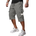 thumbnail image 3 of Inglocry Men Casual Drawstring Capri Cargo Pants, 2026 New Shorts Quick Dry 3/4 Knee Length Loose Fit Work Shorts Multi Pockets Gray XL, 3 of 5