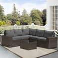 thumbnail image 5 of ALAULM Outdoor Patio Furniture Set, 6 Pieces Outdoor Sectional Furniture High Backrest Patio Sofa, All-Weather PE Rattan Patio Conversation Set with Coffee Table & Cushions, 5 of 7