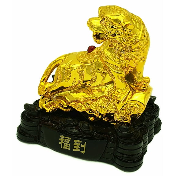 Feng Shui Golden 2022 Year Chinese  Zodiac Tiger Statue Figurine Home Office Decoration