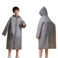 thumbnail image 2 of Kids' EVA Backpack Access Rain Poncho School Storm Commute Gear Extended Hood Shield Windproof Rainproof Cape Quick Dry Reusable 6-12 Years Grey 150, 2 of 6