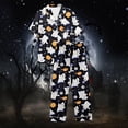 thumbnail image 5 of GZWYHT 2 Piece Pajama Set for Women Halloween Pajamas Pumpkin Print Short Sleeve Button Top and Capri Pants Matching Halloween Pajamas Soft Pajama Set for Women Cute Pajama Sets for Women Black 2XL, 5 of 7