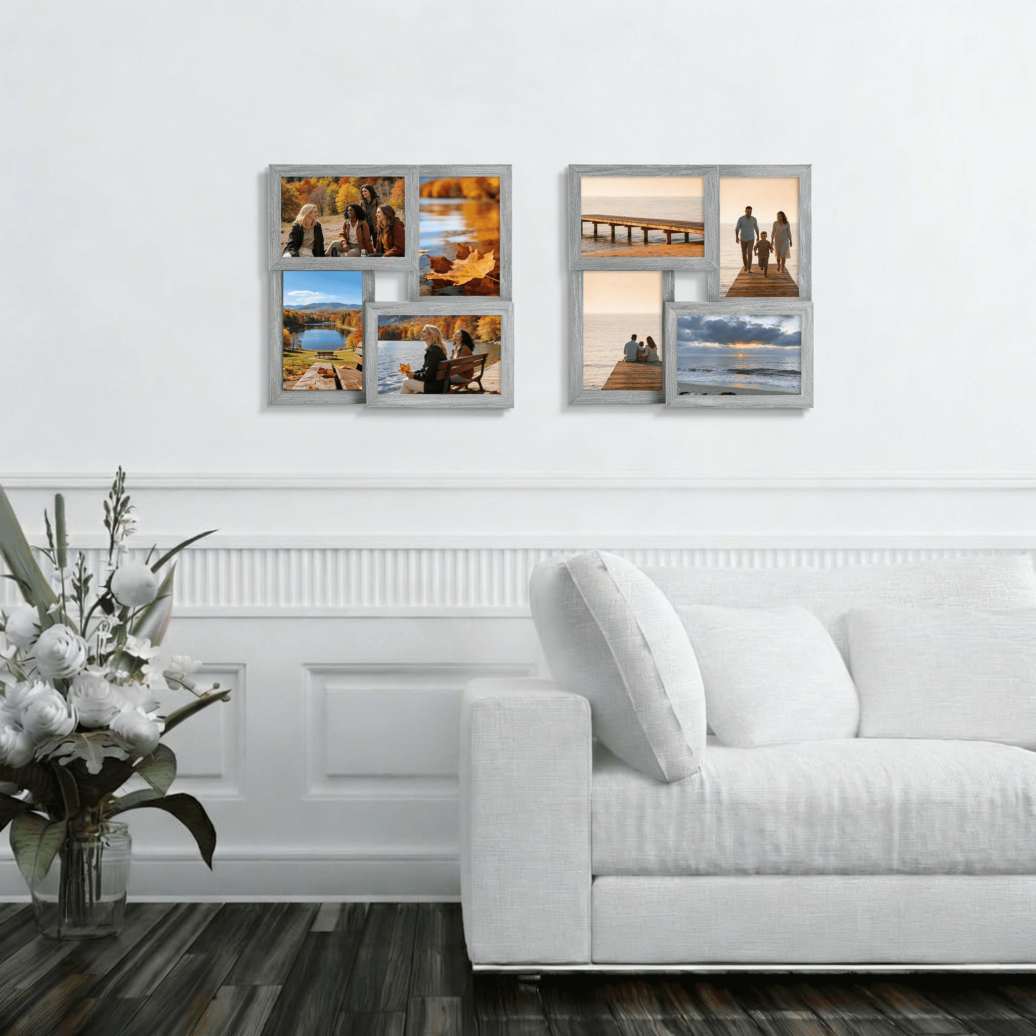 4 Pack 4x6 Collage Picture Frames, Family Photo Frame for Wall Hanging Decor, Gray(11.4" x 11.4" x 0.59")