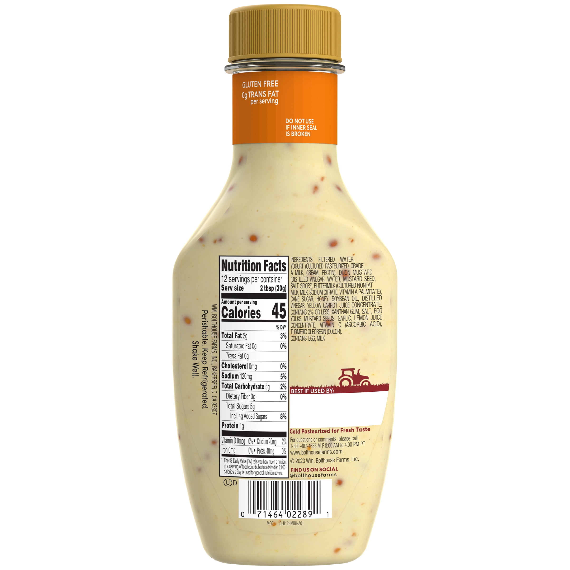 Bolthouse Farms Dressing , Honey Mustard Creamy Yogurt Dressing, 12 fl. oz.