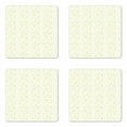 thumbnail image 1 of Floral Coaster Set of 4, Narcissus and Irregular Dots in Pastel Tone, Square Hardboard Gloss Coasters, Standard Size, Pastel Yellow Pale Green, by Ambesonne, 1 of 2