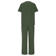 thumbnail image 3 of Women Scrubs Set Short Sleeve V-Neck Scrub Top and Straight Leg Scrub Pants with Pockets Medical Uniform Workwear, 3 of 6