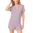 thumbnail image 4 of Ruyang 2 Piece Outfits for Girls Solid Button Short Sleeve Tops and Wide Leg Shorts Sets Summer Athletic Jogger Clothes, 4 of 9