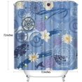 thumbnail image 4 of Vintage Compass Flower Shower Curtain Blue White Nautical Gears Rose Floral Bath Curtain Polyester Fabric Bathroom Decor 72x72 Inch, 4 of 5