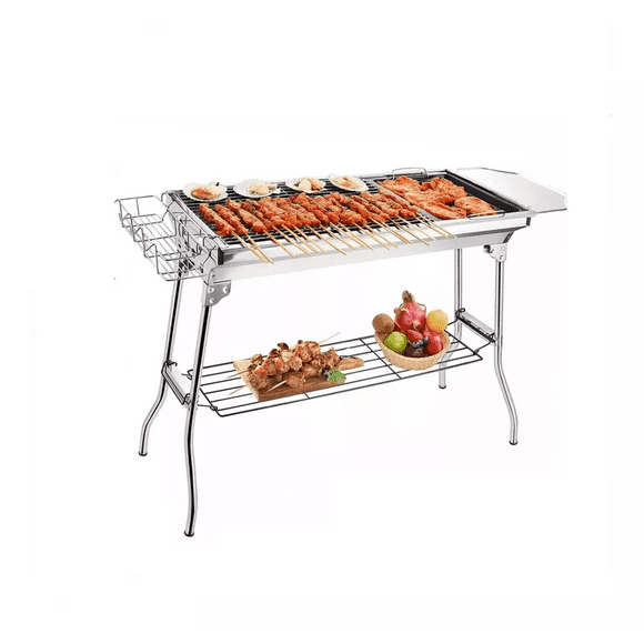 Asador De Carbón Parrilla Bbq Portátil Plegable Acero Inox