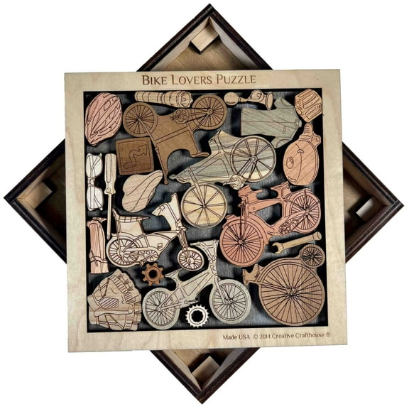 Creative Crafthouse Bike Lovers Puzzle, Cycling Wood Brain Teaser Gift, USA Made