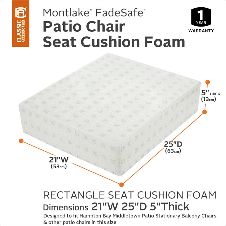 Classic Accessories Patio Lounge Seat Cushion Foam 21 x 25 x 5 inch