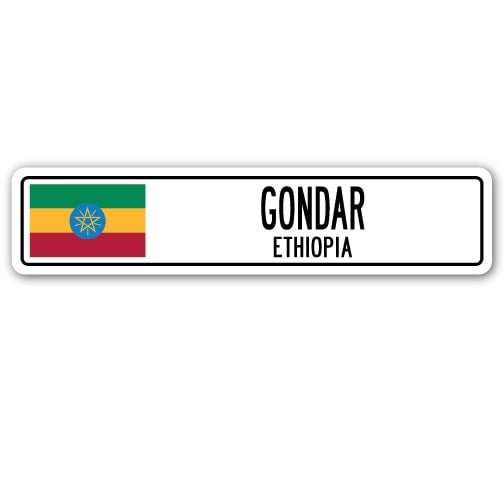 GONDAR ETHIOPIA Street Sign Ethiopian flag city country road wall gift